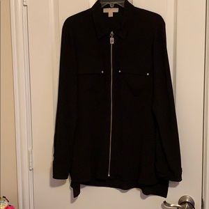Michael Kors black front zip shirt.. size Xl